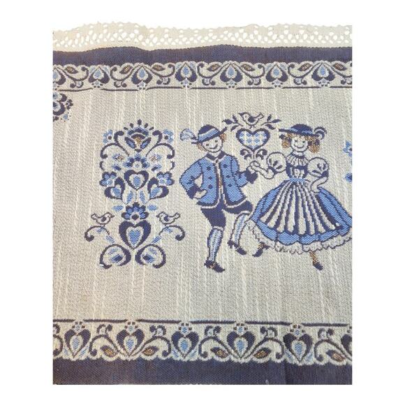 Austria made old world table runner blue and cream couple dancers - Picture 6 of 14